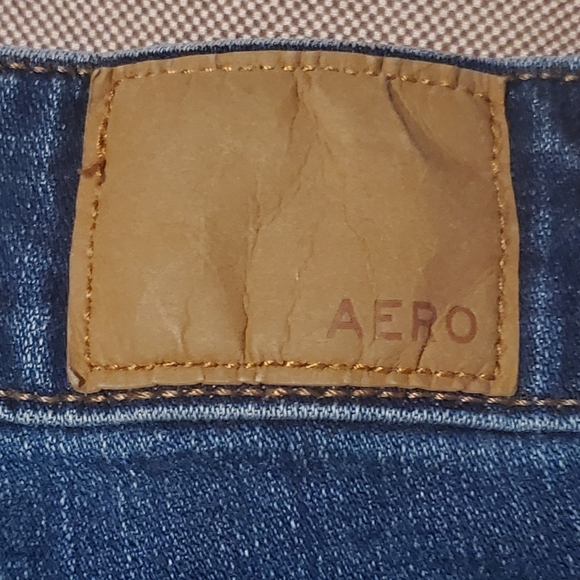 Aeropostale Seriously Stretchy Super High Rise Denim Midi Shorts Sz 12 Distress - Picture 5 of 8